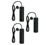 ORION91oficial® - Pack x 3 | Base Múltiple 3 Tomas | Regletas | 3 Enchufes con Interruptor y Toma de Tierra | Ladrón Múltiple | Regleta | 1,4 Metros | hasta 3680W | Protección Infantil | Cable H05W-F