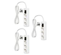 ORION91oficial® - Pack x 3 Regletas | 3 Enchufes con Interruptor y Toma de Tierra | Ladrón Múltiple | Regleta | 1,4 Metros | hasta 3680W | Protección Infantil | Cable H05W-F 3GX 1,5mm² | Color Blanco 