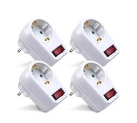 ORION91oficial® - PACK x 4 Adaptadores de Corriente con Enchufe Europeo | Interruptor - spaziOrion91