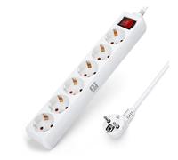 ORION91oficial® - Regleta de 6 enchufes con Interruptor y Toma de Tierra | Ladrón múltiple de 1,5 Metros | hasta 3680W | Protección Infantil | Cable H05W-F 3G | Color Blanco - spaziOrion91