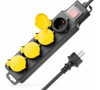 ORION91oficial® - Regleta de exterior IP44 con tapas protectoras | ideal para conectar luces | herramientas y accesorios eléctricos en jardines, terrazas y patios | Diseño resistente, seguro y