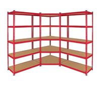 ORION91oficial® - Set 3X Estanterías Almacenaje Cargas Pesadas 2625 kg 15 Baldas MDF Estantería Esquinera Modulares Acero, Alta Resistencia Garaje Taller, Color Rojo - spaziOrion91