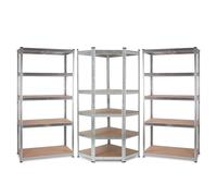 ORION91oficial® - Set 3X Estanterías Almacenaje, Galvanizada, Cargas Pesadas 2625 kg, 15 Baldas, MDF Estantería Esquinera, Modulares Acero, Alta Resistencia, Garaje - Taller - Almacén - spaziOrion91