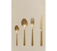ORION91oficial® - Stainless Steel Cutlery Set, 16 Pieces in Matte Gold, includes 4 knives, 4 forks, 4 spoons, and 4 dessert spoons, durable and dishwasher safe, perfect for elegant dining and everyda…