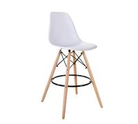 ORION91oficial® - Taburete Alto, Estilo Nórdico, Polipropileno Color Blanco y Patas en Madera Haya (46x43x105 cm) Comedor, Oficina, Restaurante, Bar, Hostelería, Cocina - spaziOrion91