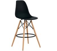 ORION91oficial® - Taburete Alto, Estilo Nórdico, Polipropileno Color Negro y Patas en Madera Haya (46x43x105 cm) Comedor, Oficina, Restaurante, Bar, Hostelería, Cocina - spaziOrion91