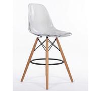 ORION91oficial® - Taburete Alto, Estilo Nórdico, Polipropileno Color Transparente y Patas en Madera Haya (57x53x107 cm) Comedor, Oficina, Restaurante, Bar, Hostelería, Cocina - spaziOrion91