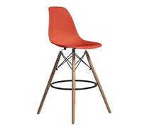 ORION91oficial® - Taburete Alto | Estilo Nórdico | Respaldo Polipropileno | Color Rojo | Patas en Madera Haya | (46,5x55x105 cm) Comedor | Oficina | Restaurante | Bar | Hostelería | Cocina - spaziORIO