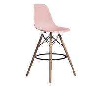 ORION91oficial® - Taburete Alto | Estilo Nórdico | Respaldo Polipropileno | Color Rosado | Patas en Madera Haya | (46,5x55x105 cm) Comedor | Oficina | Restaurante | Bar | Hostelería | Cocina - spaziOR