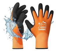 OriStout Guantes de trabajo térmicos impermeables, para invierno al aire libre, clima frío, súper agarre por doble revestimiento de látex, naranja, mediano