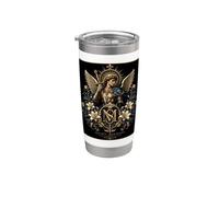 Ornado San Miguel Arcángel Floral Ángel Icono Arte Vaso térmico de acero inoxidable de doble pared