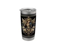 Ornado San Miguel Arcángel Floral Ángel Icono Arte Vaso térmico de acero inoxidable de doble pared