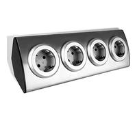ORNO AE-1340(GS) 4 Enchufes Cocina Montaje En Superficie de 45 ° 3680W para Cocina, Oficina y Encimera, Color Plateado (sin Cable)