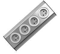 ORNO FS-1 4 Enchufes Cocina Montaje En Superficie de 45 ° 3680W para Cocina, Oficina y Encimera, Color Plateado (4 Pliegues sin Cable)