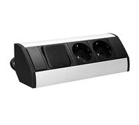 ORNO GM-9002 2 Enchufes Cocina Montaje En Superficie con Interruptor y Dispositivo de Seguridad para niños de 45 ° 3680W (Negro)
