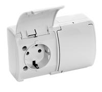 Orno oe-7106(gs)/w enchufe superficie 2x2p+z schuko ip44