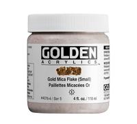 Oro 0004076-4 4Oz Heavy Body Iridescent acr-lico del color de la pintura - Gold Mica Flakes - Peque-o