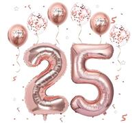 Oro rosa Número 25 Globos, 40 Pulgadas Papel Aluminio Grande Número 2 y 5 Globos, Globos de Helio número 52, Globos de Cumpleaños 25 Para Hombres Mujeres Fiesta Aniversario (Nummer 25/52)