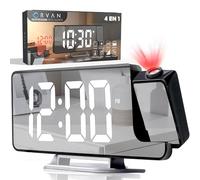 ORVAN® Reloj Proyector Techo Premium | Reloj Despertador Digital LED | Despertador Proyector Techo con Efecto Espejo | Reloj Despertador con Proyector | Doble Alarma | Tres Modos De Atenuación