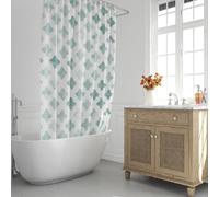 Oryx Hogar – Cortina de ducha geométrica azul 180x200 cm impermeable