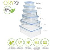Oryx juego recipientes cierres hermeticos plastico rectangulares (6 pi