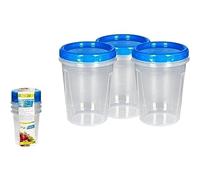 Oryx Hogar – Juego de recipientes de plástico redondos de 1 litro – Pack 3 piezas