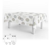 Oryx Hogar Mantel hule rectangular círculos beige PVC impermeable antimanchas 140x250 cm