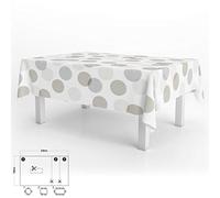 Oryx Hogar Mantel hule rectangular círculos beige PVC impermeable antimanchas 140x250 cm