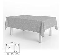 Oryx Hogar Mantel hule rectangular geométrico gris 140x250 cm impermeable antimanchas PVC recortable