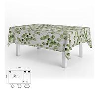 Oryx Hogar Mantel hule rectangular Hojas verdes PVC impermeable antimanchas Recortable 140x250 cm