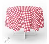 Oryx Hogar Mantel hule redondo Cuadros rojos PVC impermeable antimanchas Ø140 cm