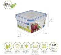 Oryx recipiente hermetico plastico cuadrado 1200 ml. 15x15x8 (alt.) cm