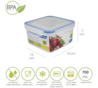 Oryx recipiente hermetico plastico cuadrado 700 ml. 13x13x7 (alt.) cm.