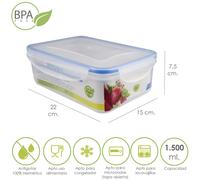 Oryx recipiente hermetico plastico rectangular 1.500 ml. 22x15x7.5 (al