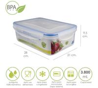 Oryx recipiente hermetico plastico rectangular 3.800 ml. 28x21x9.5 (al