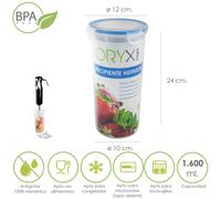 Oryx recipiente hermetico plastico redondo 1.600 ml. Ø 12 x 24 (alt.)