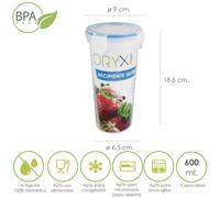 Oryx vaso recipiente hermetico medidor plastico redondo 600 ml. Ø 9x1