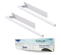ORZAC® 2 Toalleros Adhesivos Blancos Baño Sin Taladro 39 cm, Acero Inoxidable, Barra para Toallas con Adhesivo 3M y Gancho de Regalo