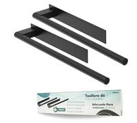 ORZAC® 2vToalleros Adhesivos Negros Baño Sin Taladro 39 cm, Acero Inoxidable, Barra para Toallas con Adhesivo 3M y Gancho de Regalo