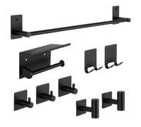 ORZAC Accesorios Baño Sin Taladro Set 9 Piezas Negro Toallero