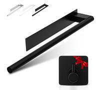 ORZAC® Toallero Adhesivo Negro Baño Sin Taladro 39 cm, Acero Inoxidable, Barra para Toallas con Adhesivo 3M y Gancho de Regalo