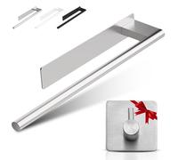 ORZAC® Toallero Adhesivo Plateado Baño Sin Taladro 39 cm, Acero Inoxidable, Barra para Toallas con Adhesivo 3M y Gancho de Regalo