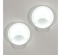Osairous 2 Piezas Lámpara de Pared, 12W 1350LM Aplique Pared Interior LED Redonda Moderna, Luz de Pared in Acrílico para Dormitorio, Estudio, Comedor, Pasillo, Escalera, Luz Blanca Fría 6500K, Blanco