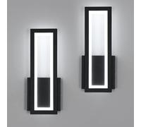 Osairous Lámpara de Pared Interior, 2 Piezas 16W 1800LM 6500K, Negro | Apliques de Pared LED Moderna en Acrílico Dormitorio para Sala de Estar Pasillo Escalera 32CM