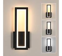 Osairous Lámpara de Pared LED Interior, 16W 2000LM 3000K/4500K/6500K, Negro | Apliques de Pared Moderna en Acrílico, Luz de Pared Dormitorio para Sala de Estar Pasillo, 32CM