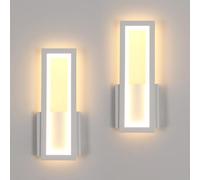 Osairous Lámpara de Pared LED Interior, 2 Piezas 16W 1800LM 3000K, Blanco | Apliques de Pared Blanco Moderna en Acrílico Dormitorio para Sala de Estar Pasillo Escalera, 32CM