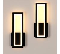 Osairous Lámpara de Pared LED Interior, 2 Piezas 16W 1800LM 3000K, Negro | Apliques de Pared Moderna en Acrílico Dormitorio para Sala de Estar Pasillo Escalera, 32CM
