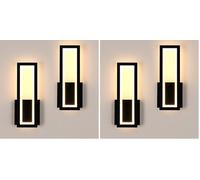 Osairous Lámpara de Pared LED Interior, 2 Piezas Apliques de Pared 16W 1800LM, Luz de LED Negro Moderna en Acrílico Dormitorio Luz Cálida 3000K para Sala de Estar Pasillo Escalera, 32CM (Paquete de 2)