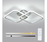 Osairous Lámpara de Techo Regulable 50W 5625LM, Plafon LED Techo con Mando a Distancia, 3000K-6500K, Luz de Techo LED Salon Plateado para Salón Dormitorio Cocina, 64CM