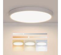 Osairous Lámpara techo redonda de 40 cm, Plafonnier LED plana de 36 W, IP44 resistente al agua, Luz LED techo de 3000K - 6500K para salón, dormitorio, cuarto de baño y cocina (3000k-6500k, 40cm 36w)